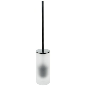 Toilet Brush Toilet Brush Holder, White Glass and Polished Chrome Steel Gedy TI33-02